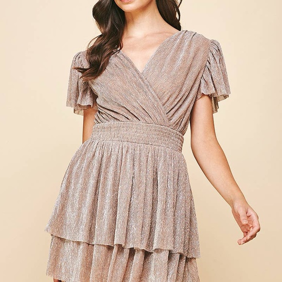 Metallic Gold Mini Dress - Picture 3 of 6